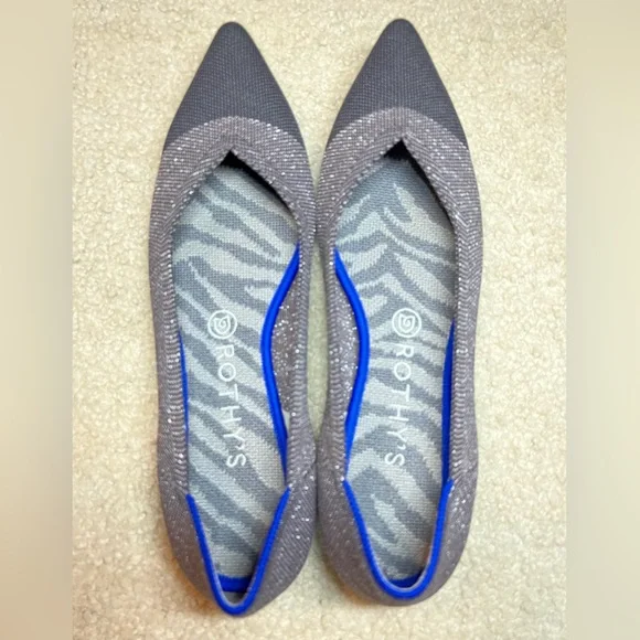 Rothy\'s Gray Pointed Knit Flats with Blue Accent Rothy main image 3